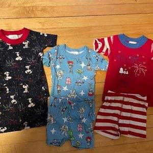 Lot of 3 Hanna Andersson Short John kids pajamas 2t